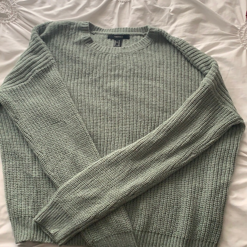 3 SWEATERS FOR 15!! green ones from forever 21, white and red are from garage